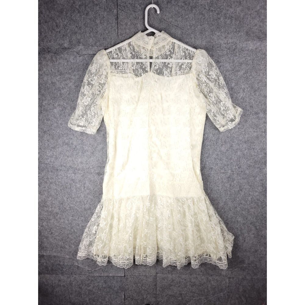 Jessica McClintock Cream Lace Midi Dress